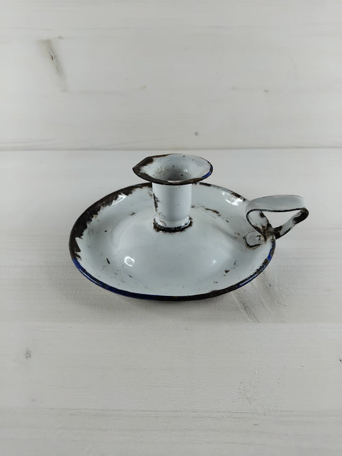 Ancien bougeoir en tôle émaillée