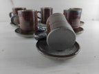 Tasses et sous-tasses en grès vernissé