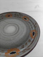 Assiettes plates décor fleurs orangées