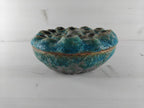 pique-fleurs céramique turquoise mid-century