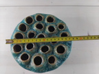 pique-fleurs céramique turquoise mid-century