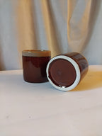 Duo de pots en céramique brun et beige — Esprit années 60