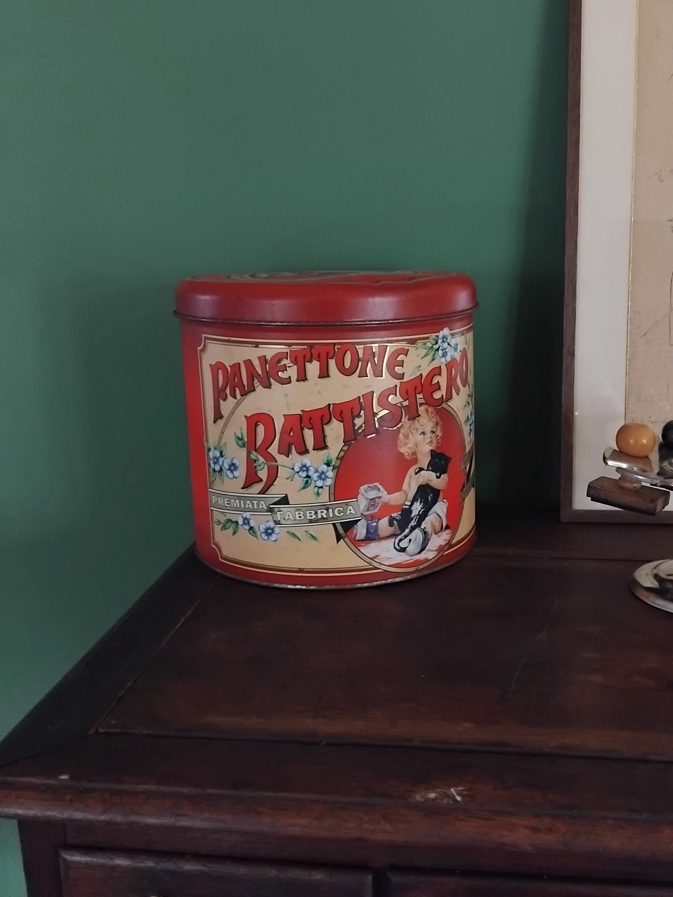 boîte-fer-blanc publicité panettone style-industriel fer-blanc métal ancien patiné brocante décoration esprit-atelier industriel